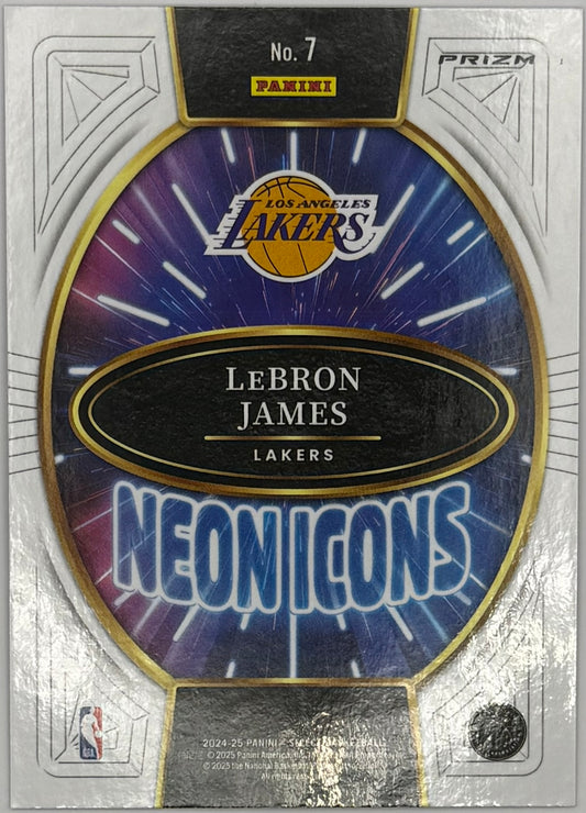2024-25 Panini Select LeBron James Neon Icons Prizm #7 – Lakers – RAW