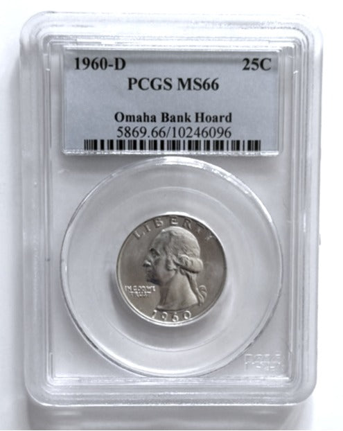 1960-D Washington Quarter — PCGS MS66 (Omaha Bank Hoard)