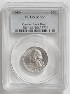 1959 Washington Quarter — PCGS MS66 (Omaha Bank Hoard)