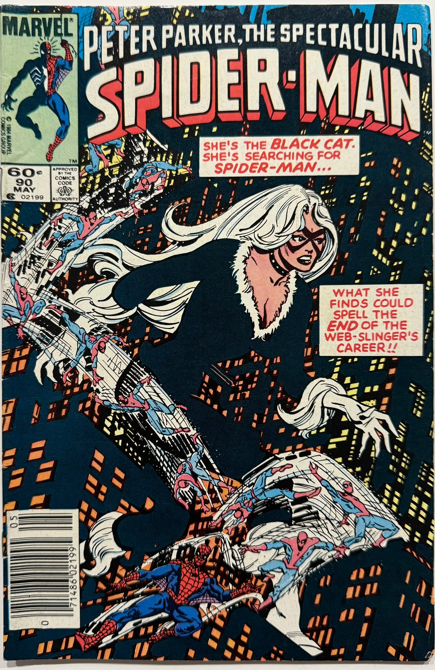 Peter Parker, The Spectacular Spider-Man #90 (1984) — Black Cat Cover