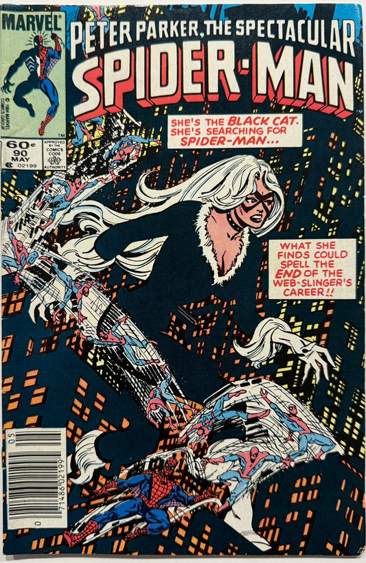 Peter Parker, The Spectacular Spider-Man #90 (1984) — Black Cat Cover