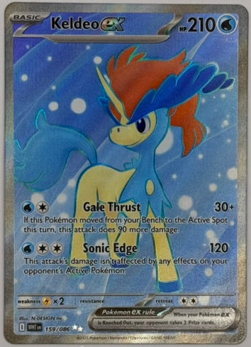 Keldeo EX – WHF / 2025 Secret Rare 159/086 (Raw)