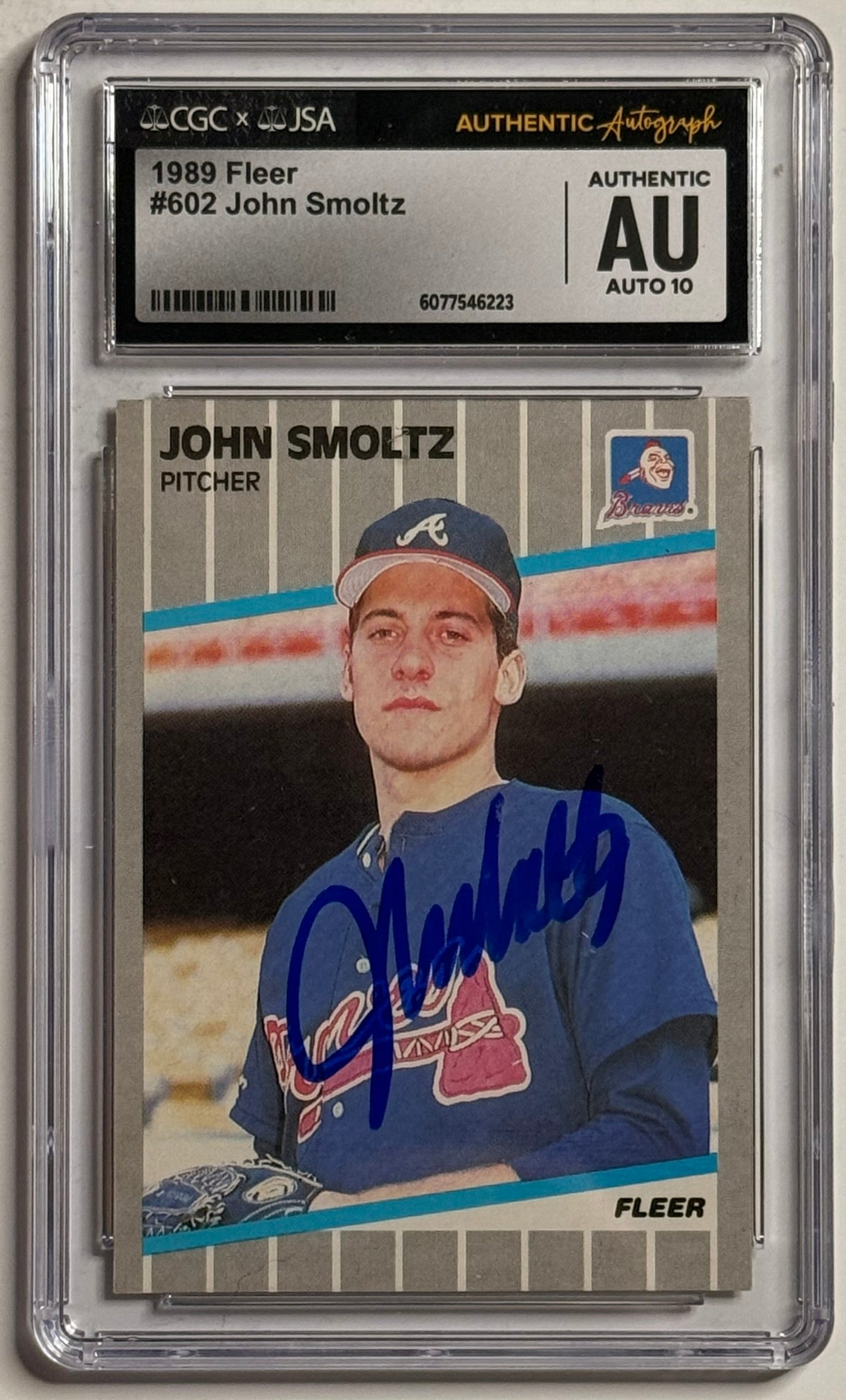 John Smoltz — 1989 Fleer #602 — CGC x JSA Authentic, Auto 10
