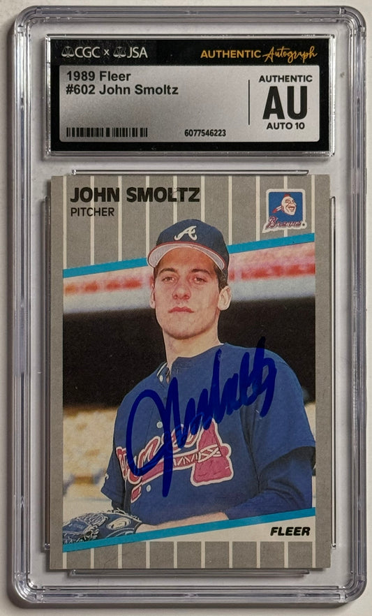 John Smoltz — 1989 Fleer #602 — CGC x JSA Authentic, Auto 10