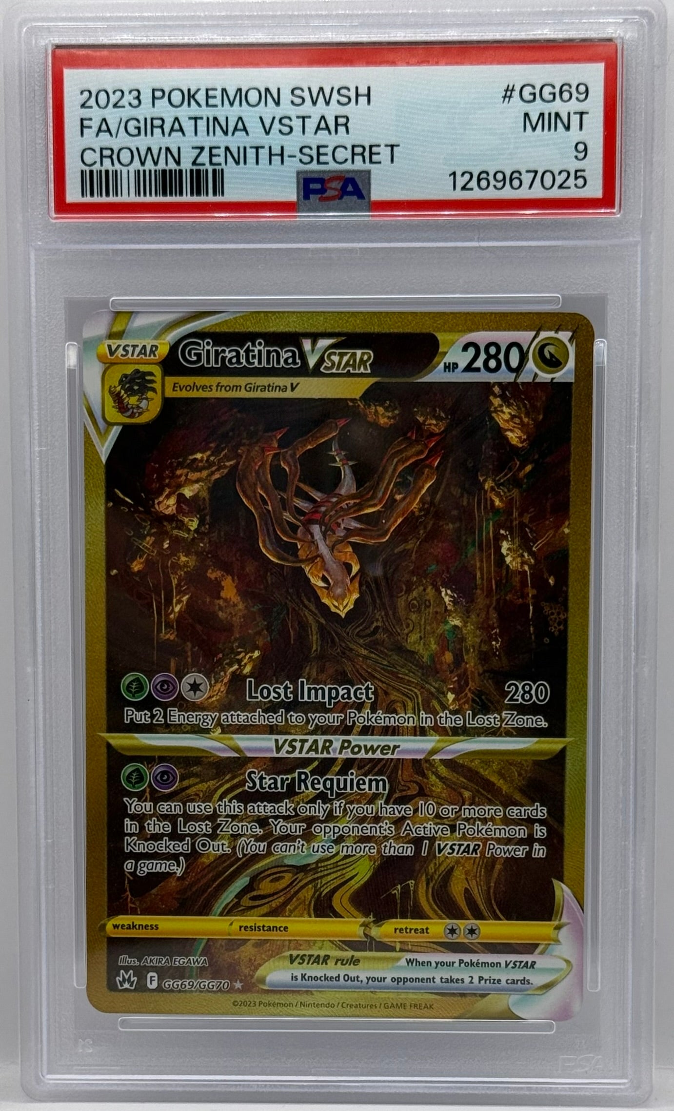 2023 Pokemon SWSH FA/Giratina Vstar Crown Zenith - Secret GG69 PSA9